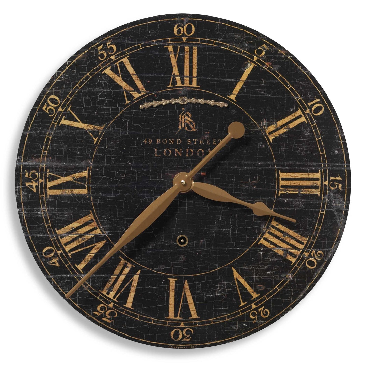 Laminated Clock Face With A Weathered Crackled Look. Quartz Movement Ensures Accurate Timekeeping. Requires One "AA" Battery.