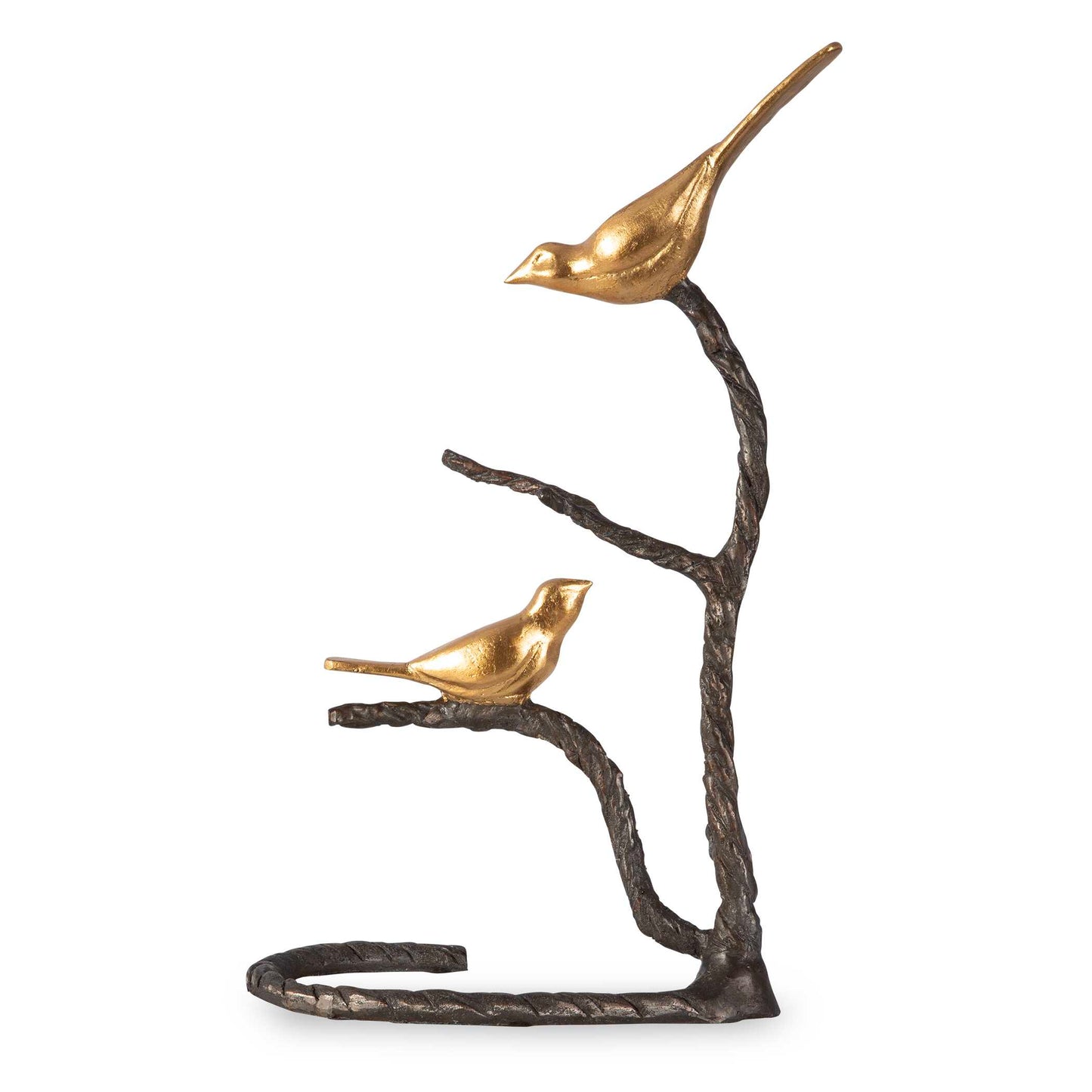 Twisted Wrought Iron With Bright, Metallic Gold Birds.