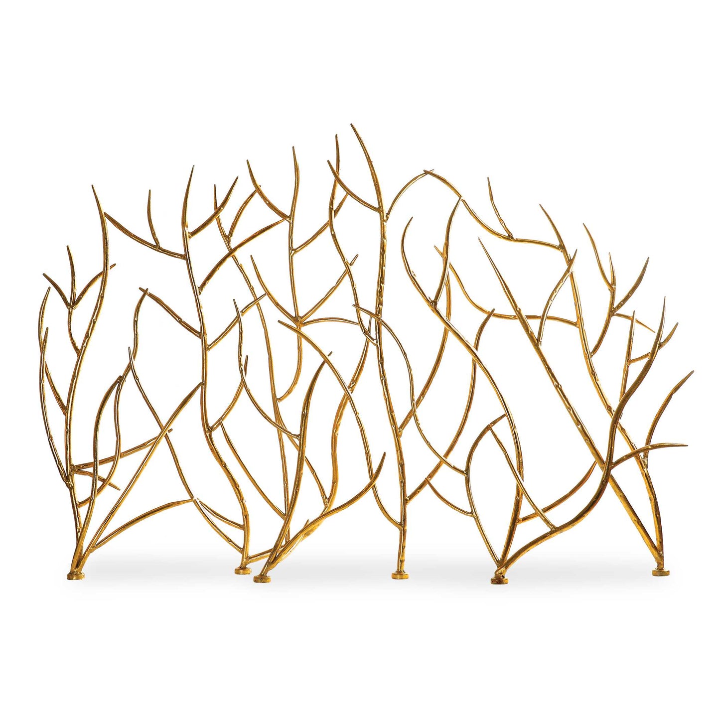 Hand Forged, Hammered Iron Branches With Bright Gold Leaf Finish.