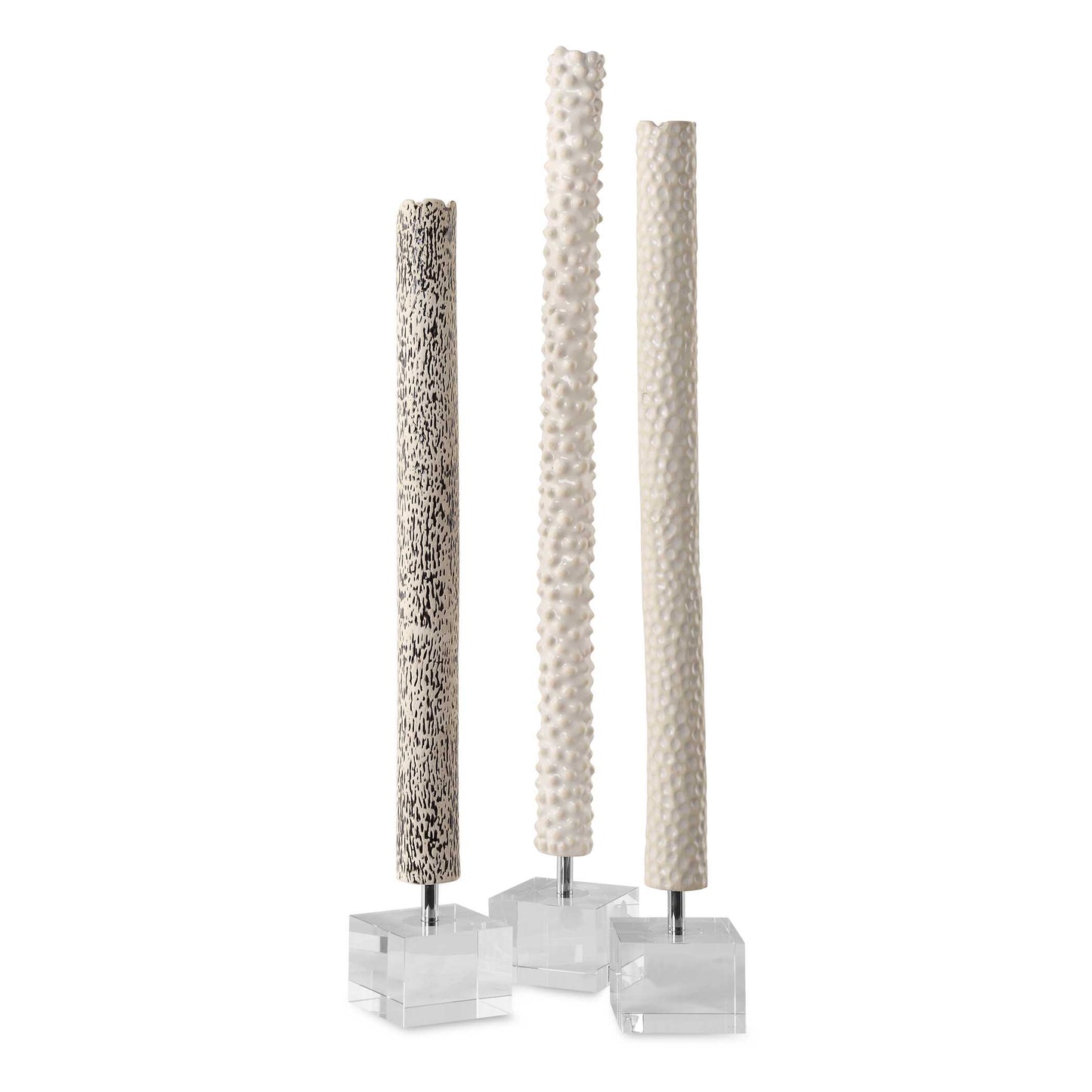 Ceramic Constructed Trio Is Inspired By Global Travels And Exhibits A Trendy Black And White Color Story. Each Is Accented By Polished Chrome And Crystal Details. Sizes: S-4x24x4, M-4x27x4, L-4x29x4