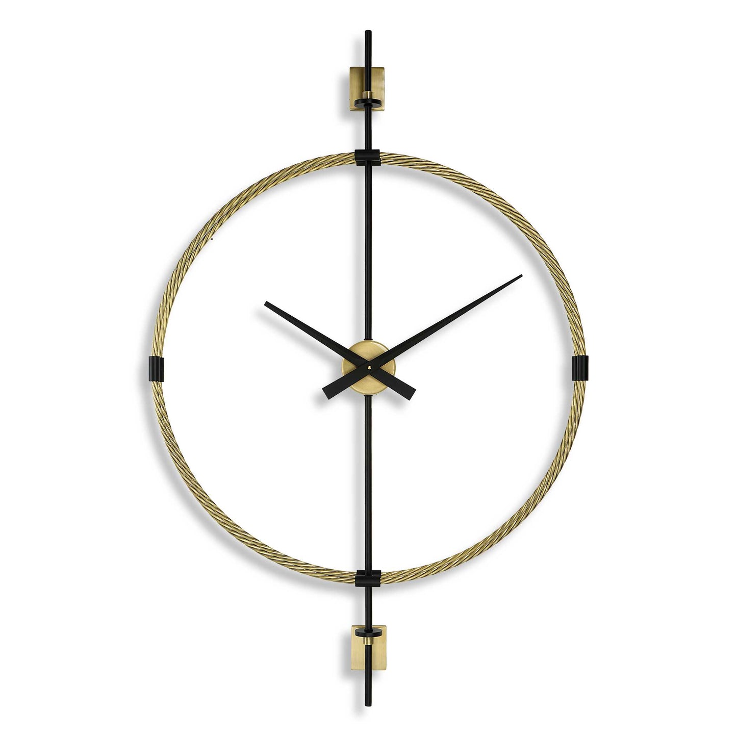 Timeless With A Contemporary Feel, This Wall Clock Features A Braided Metal Frame Finished In Brushed Brass With Satin Black Accents. Quartz Movement Ensures Accurate Timekeeping. Requires One "AA" Battery.
