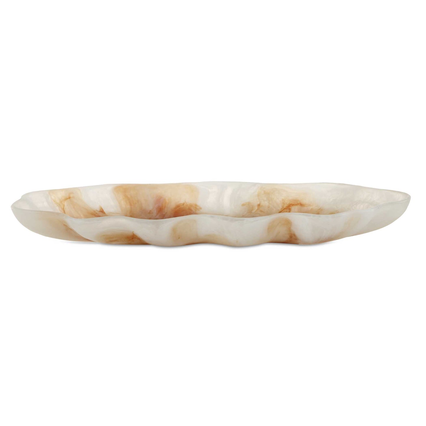 A Stunning Fusion Of Art And Function, This Handcrafted Bowl Features Fluid, Earthy Tones That Mimic Natural Agate. Its Wavy Edges And Marbled Design Make It A Captivation Centerpiece For Any Table.