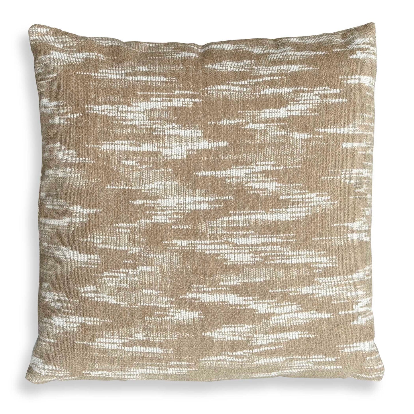 A Striking Flame Stitch Pattern Of Sand Toned Chenille Over An Ivory Ground In Sunbrella Solution Dyed Acrylic. Complete With An Invisible Zipper And Filled With A Plush, Microdenier Polyester Inside A Water-resistant Casing. Made In The USA.