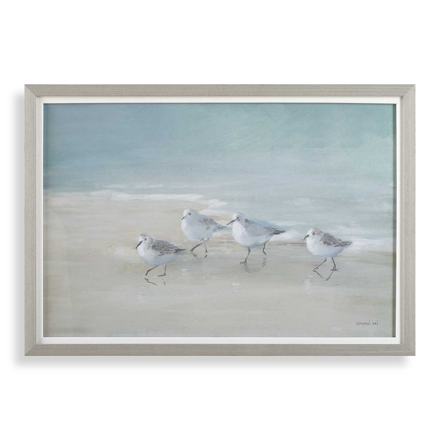 A Light Gray Wood Toned Frame With A Linen Liner