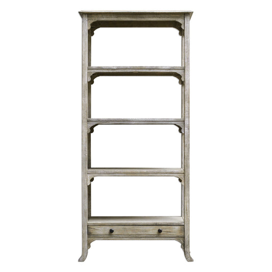 Plantation-grown Mango Wood Makes Up The Solid, Carved And Dovetail Construction With Deep-grained Mindi Veneer In An Aged White Finish With Antique Brass Drawer Pulls.