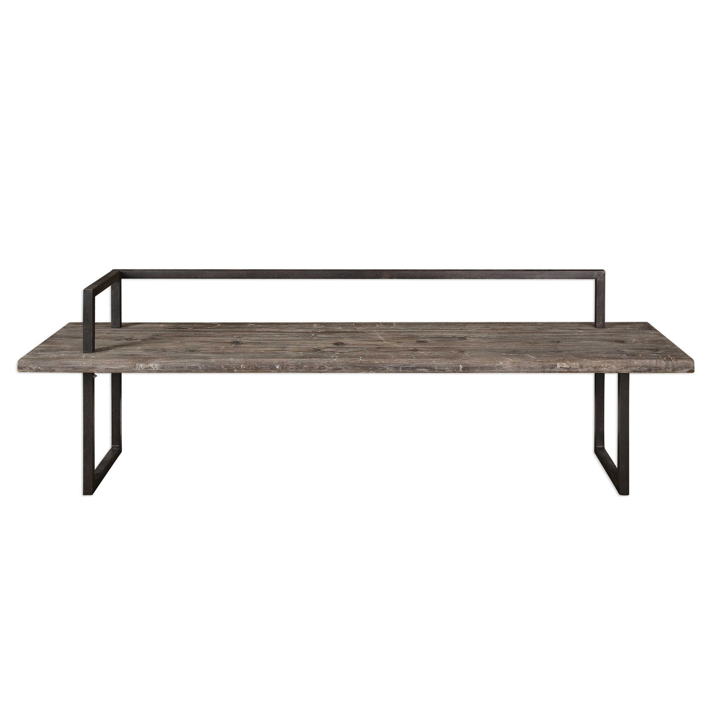 Impressive In Scale At A Length Of 80 Inches, This Rustic Bench Is Handcrafted From Solid Reclaimed Fir Wood, Finished With An Antique White Wash, Iron Frame Is Finished In Aged Black. Solid Wood Will Continue To Move With Temperature And Humidity Changes, Which Can Result In Small Cracks And Uneven Surfaces, Adding To Its Authenticity And Character.