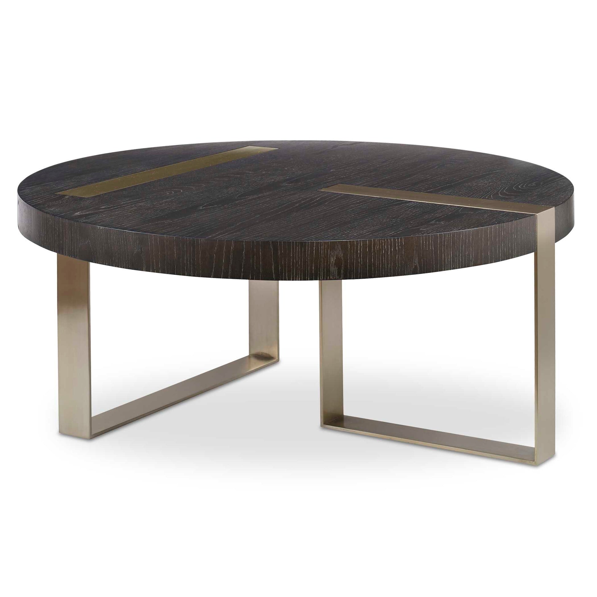 Sleek And Modern, This Coffee Table Showcases Linear Steel Accents Plated In A Brushed Pewter Accented By A Dry Ebony Finished Oak Veneer Top With Wire Brushed Details That Enhance The Natural Wood Grain.