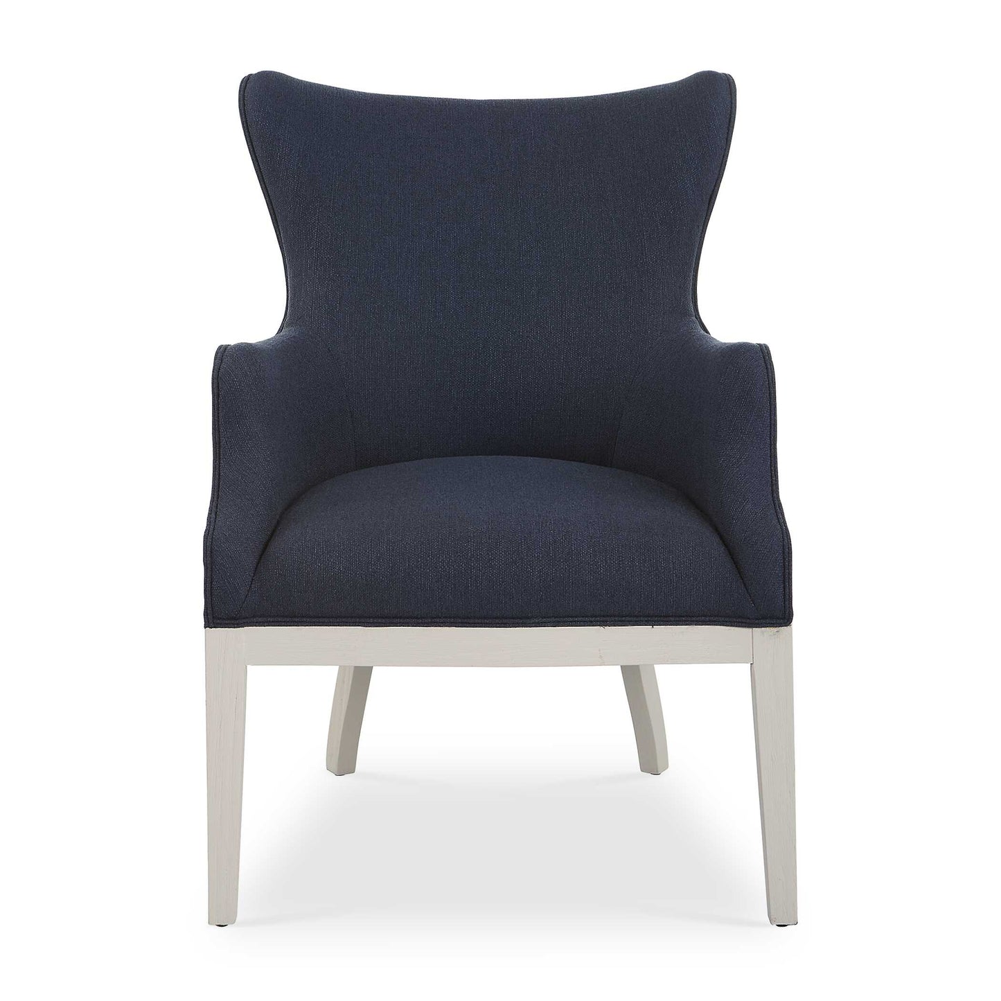 Tightly Tailored In A Woven Regatta Blue Fabric With A Special Finish That Resists Soiling And Stains, And Enhanced By The Contrast Of A Refined Deconstructed Look. The Solid Wood Frame Is Finished In A Clean White With Wire Brushed Details.