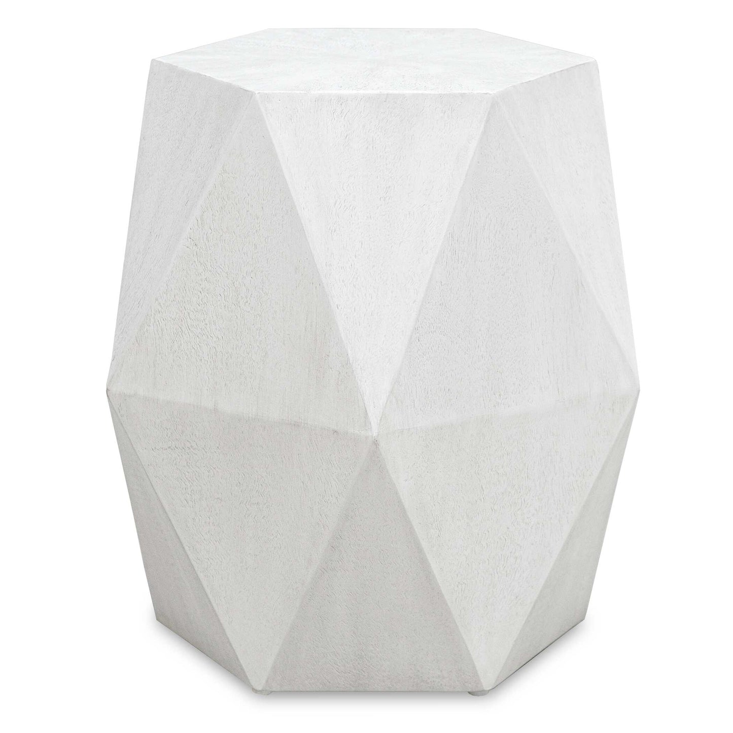 This Unique Geometric Accent Table Features A Sunburst Top In Mango Veneer In A Fresh White Ceruse Finish.