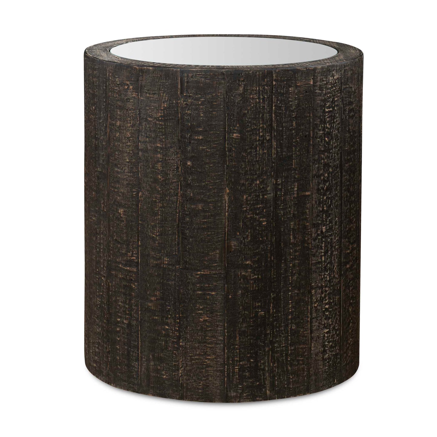 This Wooden Accent Table Brings Nature Indoors With A Rustic Dark Walnut Finish And Natural Woodgrain Texture, Complete With A Mirrored Top.
