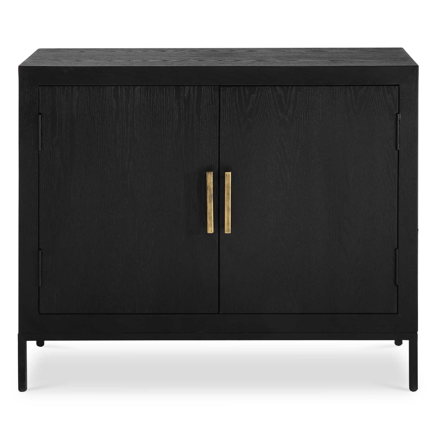 The Front Range Cabinet's Streamlined Design And Classic Finishes Make It A Perfect Addition To Virtually Any Space. The Cabinet Is Finished In A Dark Ebony Oak Veneer, Accented By Linear Iron Pulls In Aged Gold. Has One Interior Fixed Shelf.