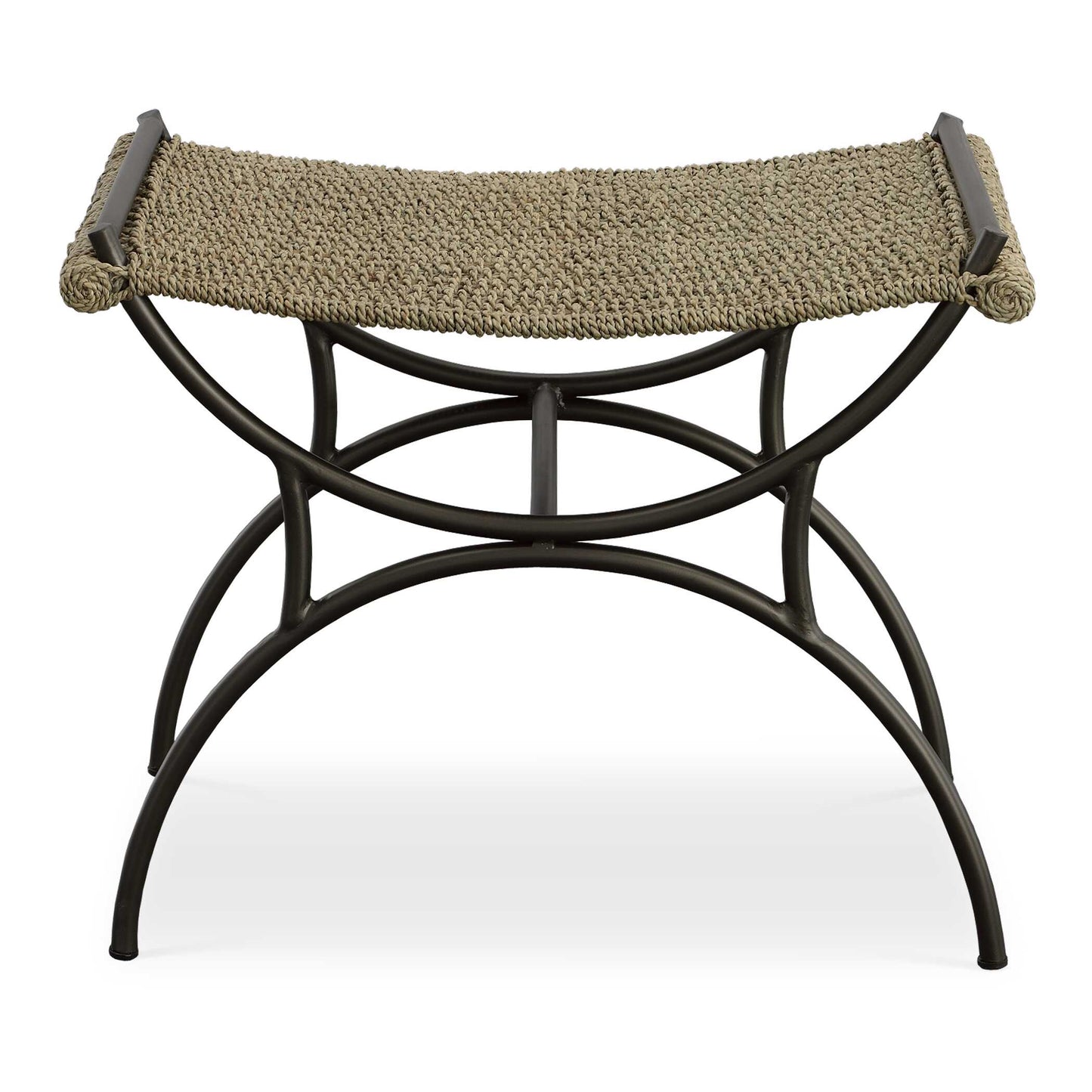 Our Playa Small Bench Showcases A Handwoven Seat Made Of Natural Seagrass Supported By An Elegant Curved Metal Base Finished In Brushed Gunmetal.