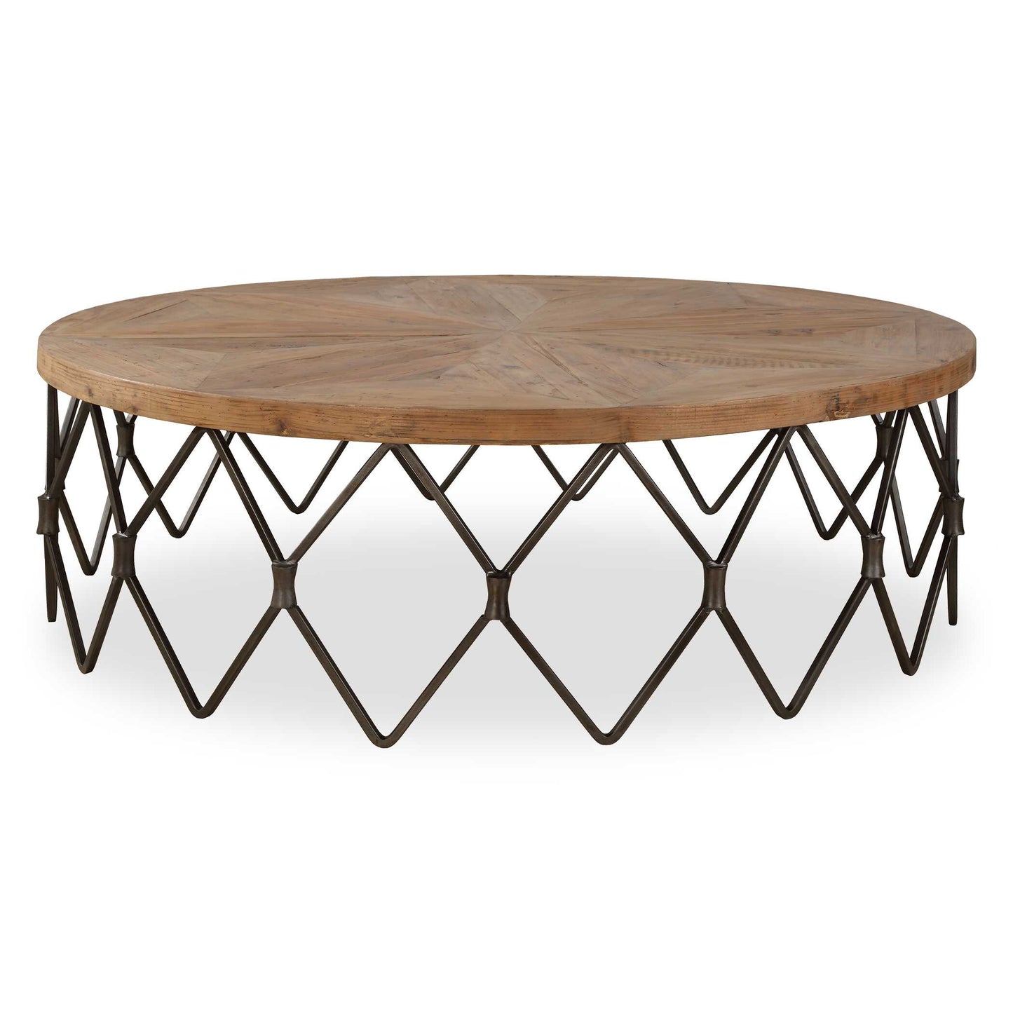 The Chain Reaction Coffee Table Embodies Strength And Rustic Masculinity With Its Reclaimed Wood Parquet Top And Chain Link Base In Aged Iron. Solid Wood Will Continue To Move With Temperature And Humidity Changes, Which Can Result In Small Cracks And Uneven Surfaces, Adding To Its Authenticity And Character.