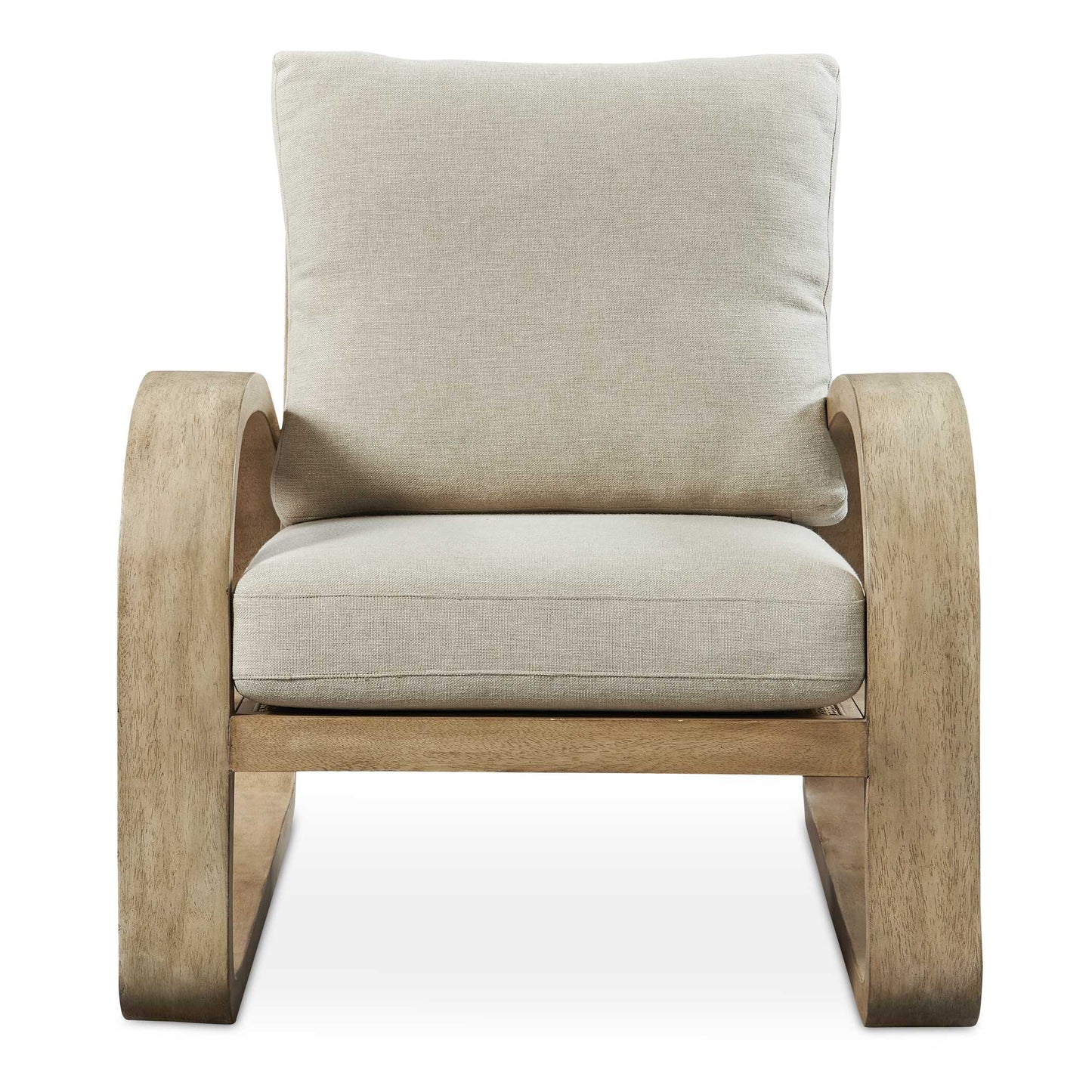 Mid-century Inspired With Modern Updates, The Barbora Lounge Chair Boasts A Beautiful Arched Arm Design In Solid Mango Wood With An Airy Fawn Finish Paired With Neutral Polyester Boxed Cushions. Seat And Back Surfaces Feature Natural Rattan Caning.