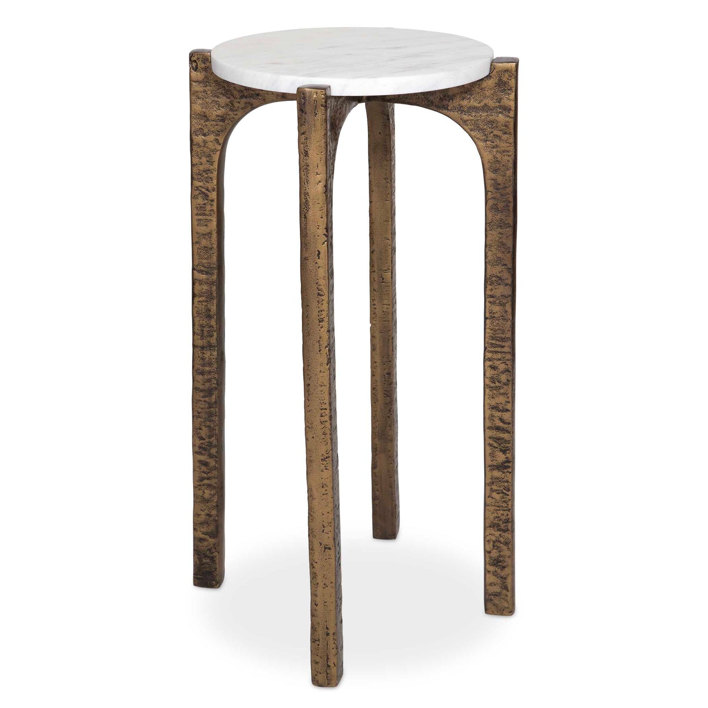 Crafted From Cast Aluminum In An Antique Brass Finish And Completed With A Natural Marble Top, Vivi Adds Elegance To Any Room. True To The Nature Of Natural Materials, Each Piece Will Have Unique Marbling And Veining Throughout.