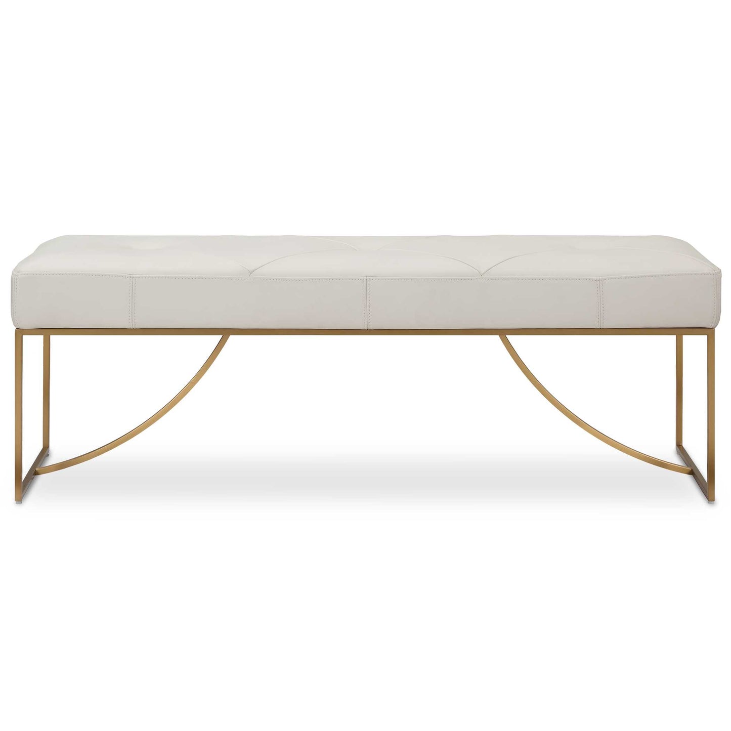 Elegant Curves Of The Stainless Steel Base In Plated Brushed Brass Support The Plush Diamond Tufted Seat Upholstered In Ivory Top Grain Leather. Because Leather Is A Natural Product, Both Texture And Color Will Vary Slightly, Enhancing Leather's Uniqueness.