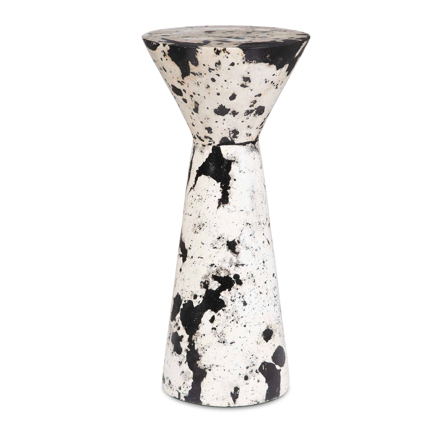 This Drink Table Features A Striking Hourglass Silhouette, Crafted From Limestone Filled With Black Resin Creating A Beautiful Veining Effect. The Natural Variations In The Stone Create A One-of-a-kind Look, Making It A Perfect Addition To Both Modern And Contemporary Spaces. Suitable For Both Indoor And Outdoor Use.