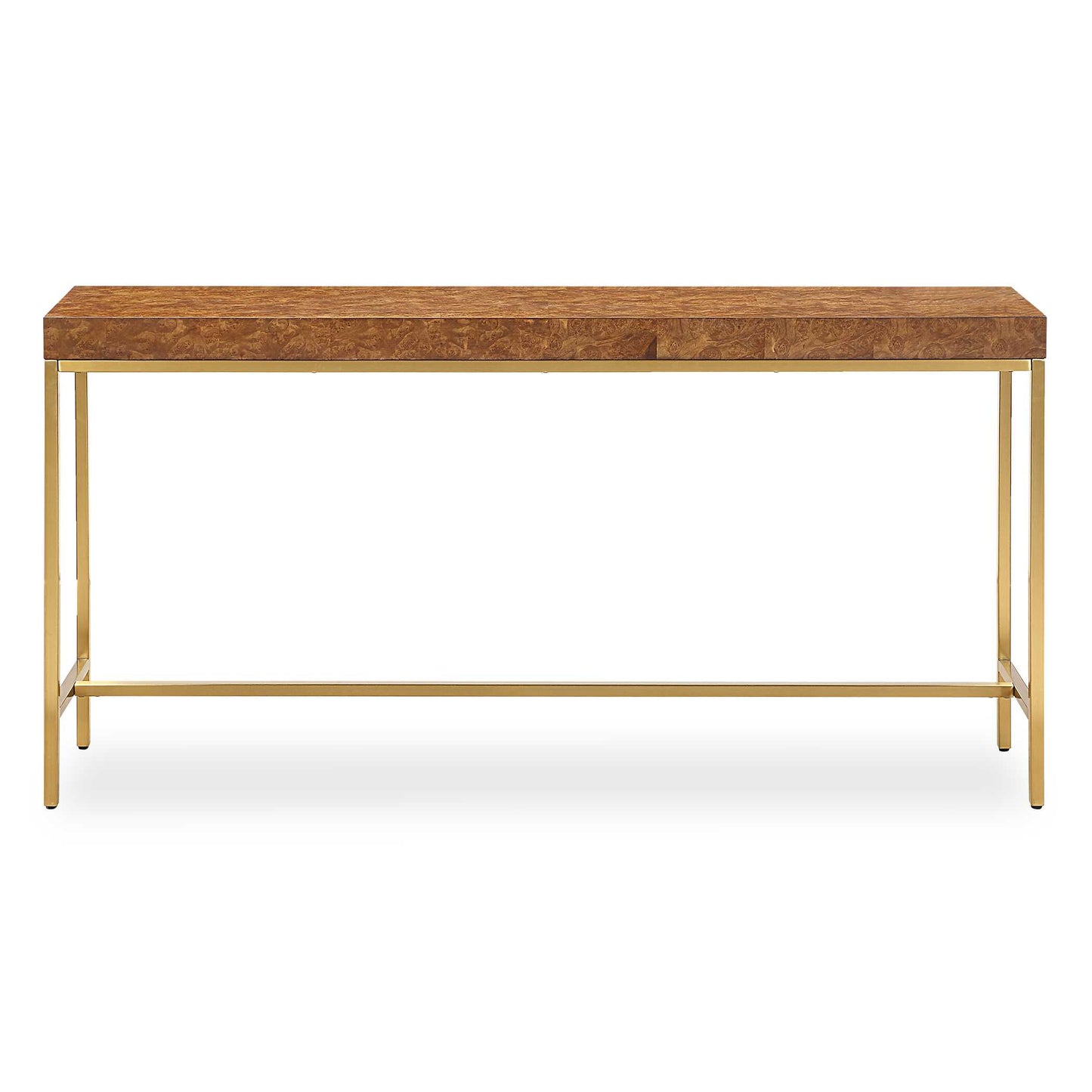 Elevate Your Space With This Exquisite Console Table, A Perfect Fusion Of Opulence And Sophistication, Designed To Capture The Elegance Of Fine Materials And Clean Lines. The Tabletop, Covered In Rich Burl Veneer, Infuses Warmth, Texture, And Character Into Every Piece. Complemented By A Sleek Gold-plated Stainless Steel Frame, This Table Radiates A Refined Elegance That Enhances Any Interior.