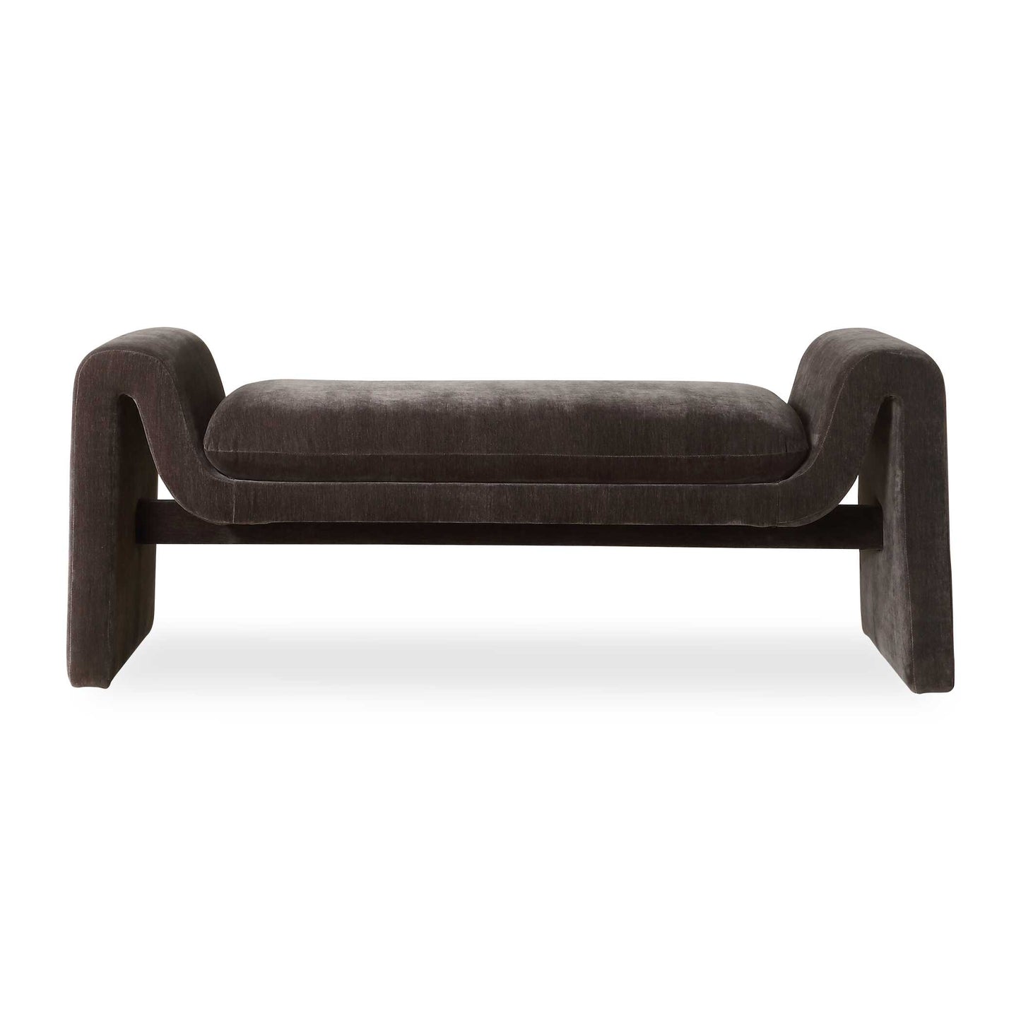 Expertly Tailored With A Contemporary Style, Featuring An Undulating Silhouette That Boasts Smooth, Curved Edges, Upholstered In A Charcoal Distressed Velvet.