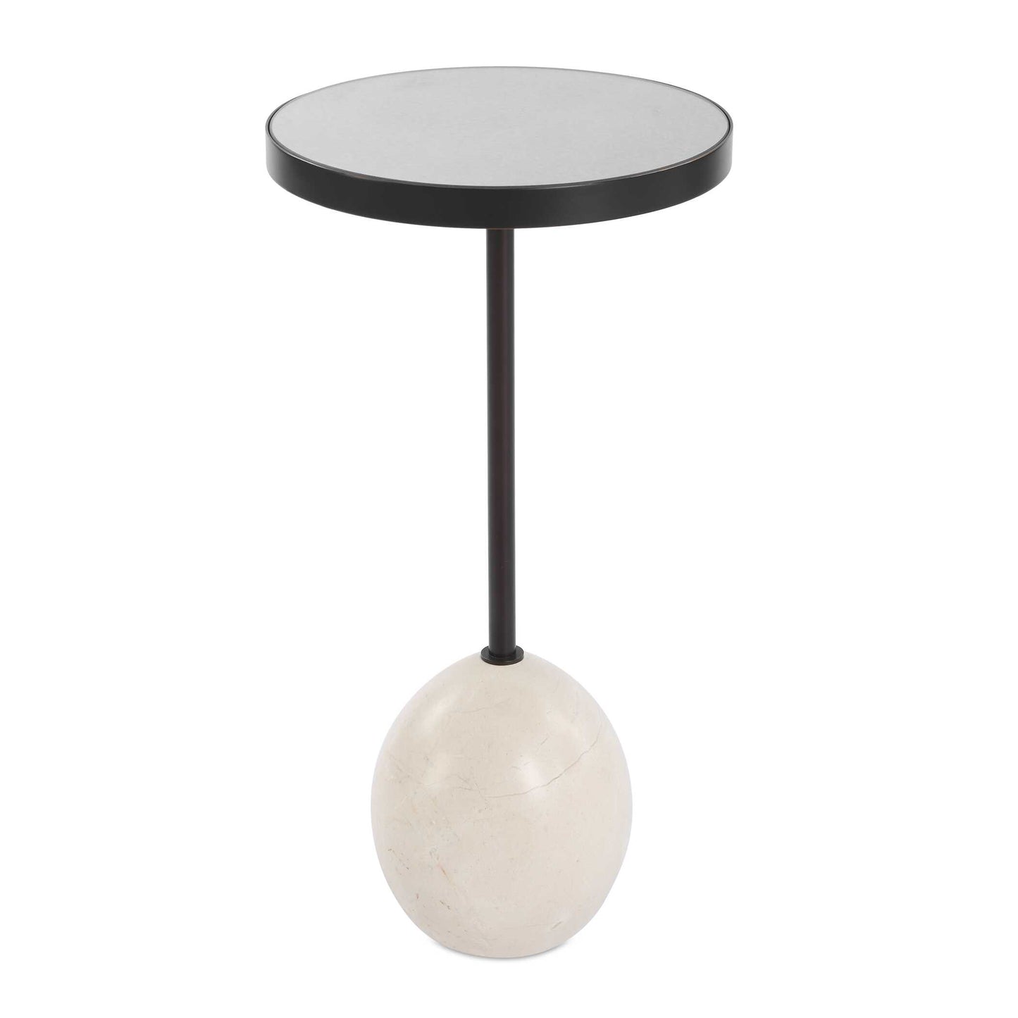 Odesa Boasts A Large Scale Coffee-toned Marble Foot With White Veining Running Throughout. The Marble Base Provides Ample Support For The Bronze Stem And Mirrored Top. Due To The Nature Of Natural Stone, Every Piece Will Vary Slightly Ensuring Yours Is Unique.