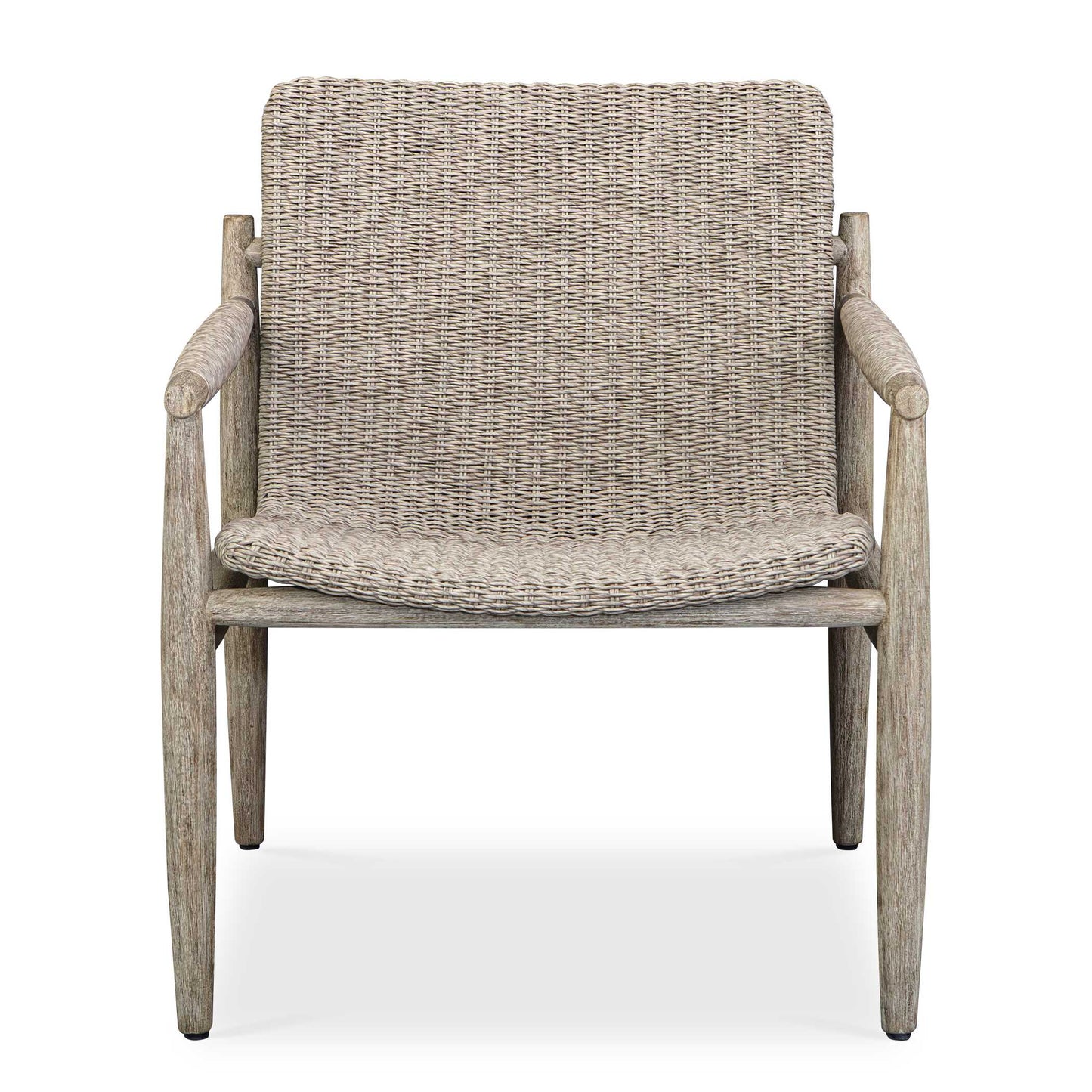 Indulge In Comfort With The Stylish Sumba Outdoor Lounge Chair. The Continuous Scooped Seat In Light Gray All-weather Wicker Offers A Relaxing Feel, Cradled By The Durable Mahogany Wood Frame Finished In Cerused Wheat, Ensuring Long-lasting Use.