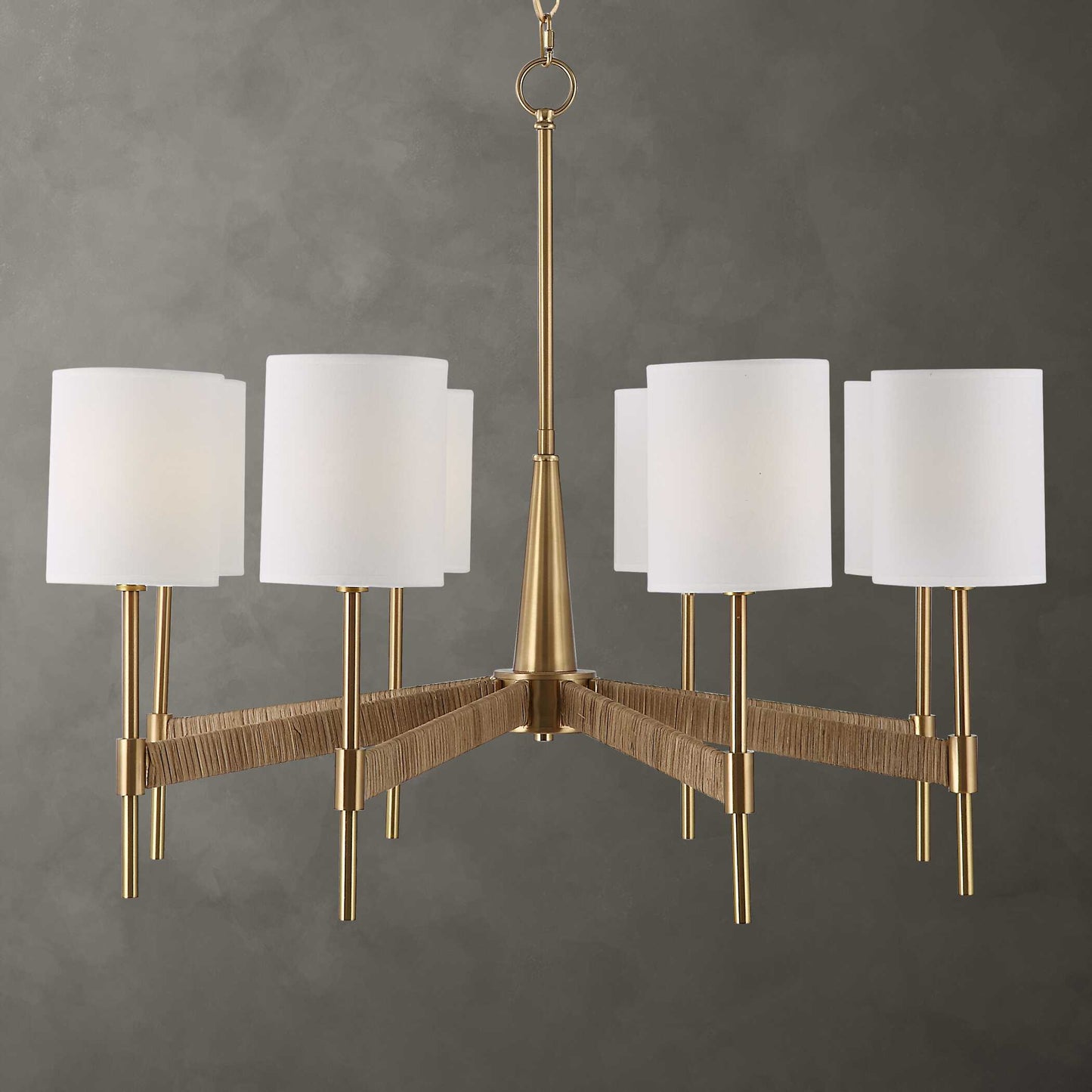 Warm Brass With Rattan Wrap