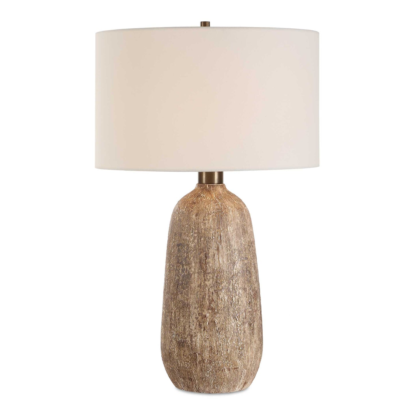 The Napier Table Lamp Boasts A Heavily Textured Ceramic Base In Warm Earthy Shades Of Brown And Subtle Undertones Of Warm White, Complemented With Dark Bronze Accents.