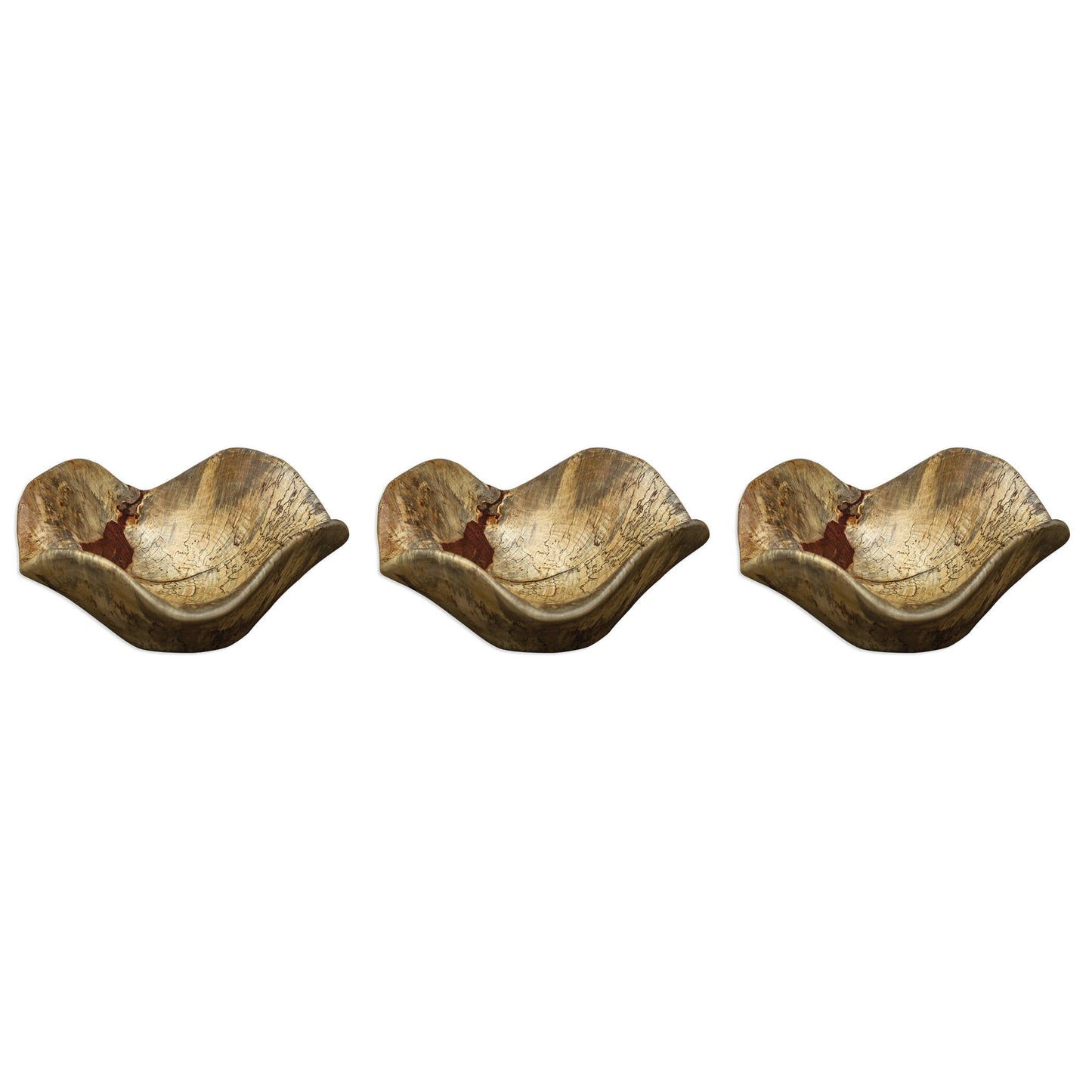 Naturally Spalted Tamarind Wood, Left In It's Natural Raw Finish To Highlight The Unique Grain Patterns And Colors. Because Each Is Individually Handcrafted, Sizes May Vary. Cracks And Variations In The Grain Are Natural To This Type Of Wood. May Be Hung On A Wall With Keyhole Hangers, Or Displayed As Tabletop Accessories.