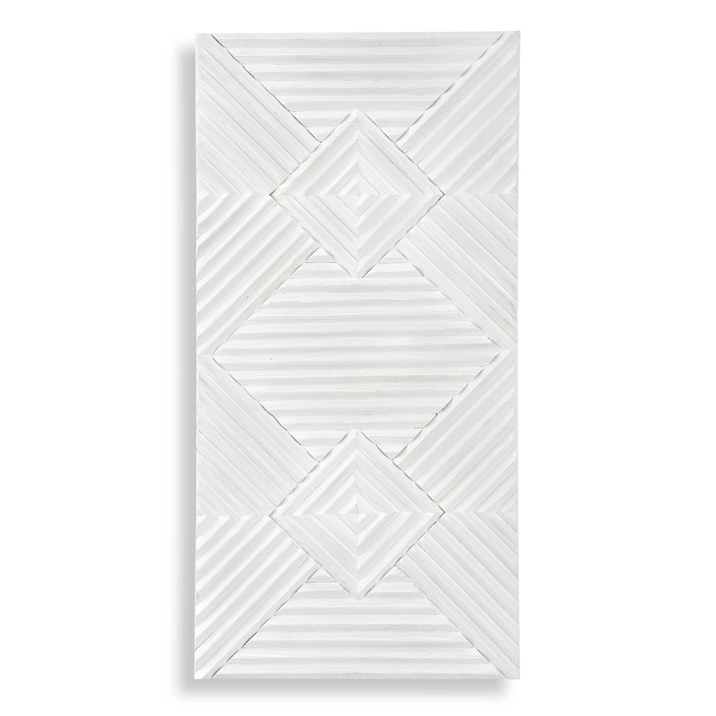 This Striking Wood Wall Panel Showcases A Graphic Geometric Design Of Natural Fir Wood In A Soft White Washed Finish. Group Multiple Panels Together For An Even More Impactful Installation.