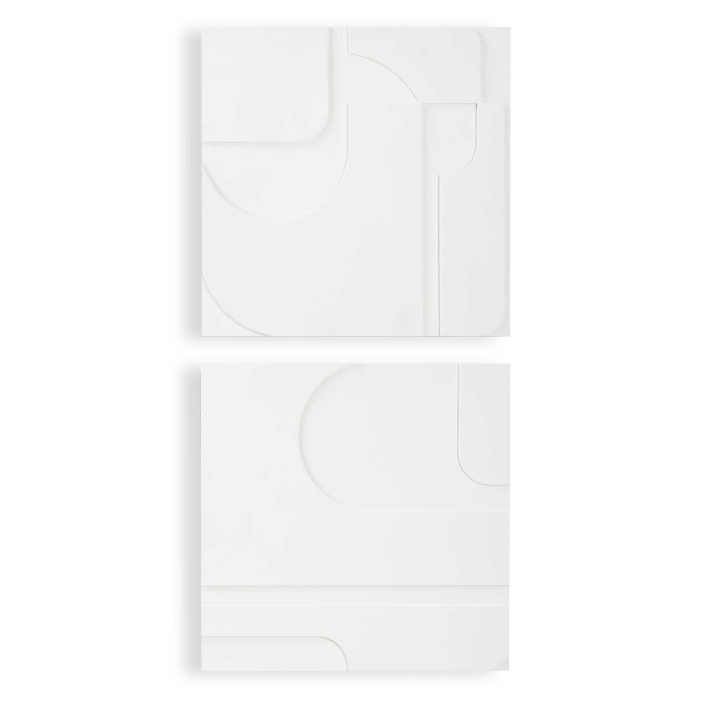 An Abstract Curvilinear Display Of Shapes In A Solid White Three Dimensional Panel Creates A Clean And Modern Look. May Be Hung 4 Ways.