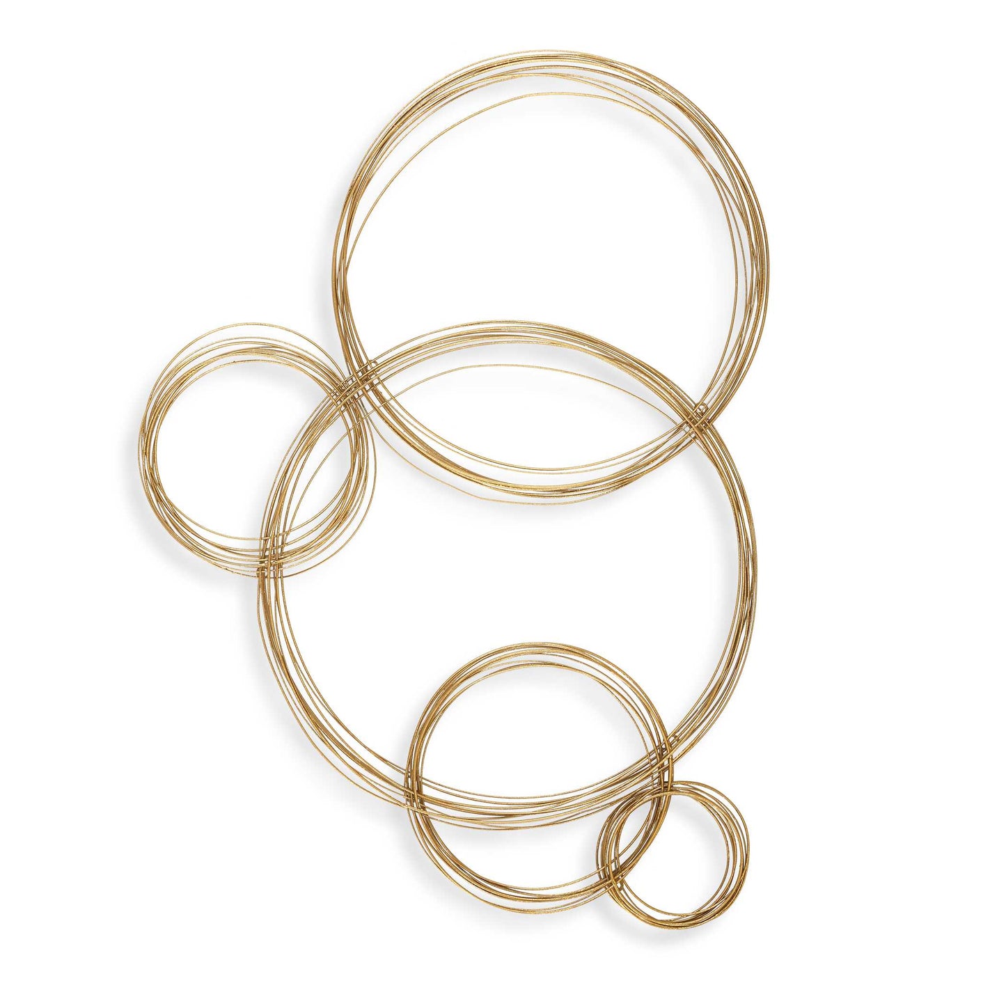 Spiraled Rings Giving The Effect Of Glistening Bubbles Are Hand Crafted From Petite Iron Rods And Interlaced Together Finished In Antique Gold Leaf. May Be Hung From Any Direction.