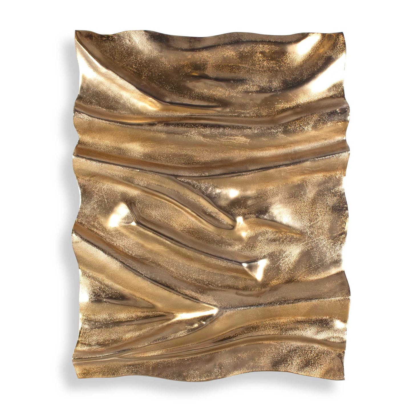 Golden Waves Undulate Across Like Draped Fabric In This Cast Aluminum Outdoor Wall Panel. May Be Hung Vertical Or Horizontal And Used In Groups For A More Dramatic Display.