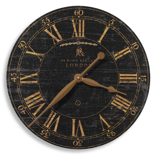 Laminated Clock Face With A Weathered Crackled Look. Quartz Movement Ensures Accurate Timekeeping. Requires One "AA" Battery.