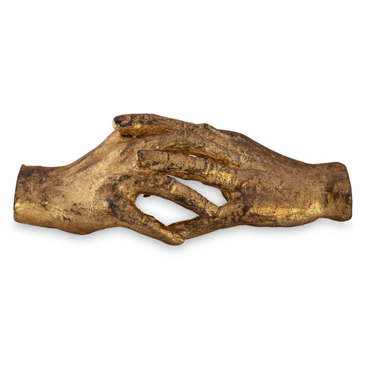Antiqued, Gold Leaf, Cast Iron Sculpture Of Hands, Forever Intertwined, Remind Us Of The Comfort And Joy Physical Connection Brings.