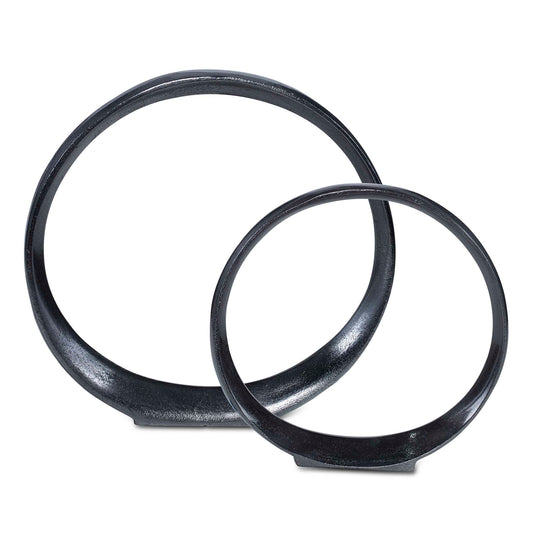 Aluminum Accessories Showcase A Contemporary Look With Streamlined Curves Finished In Black Nickel. Sizes: S- 12x11x2, L- 14x14x2