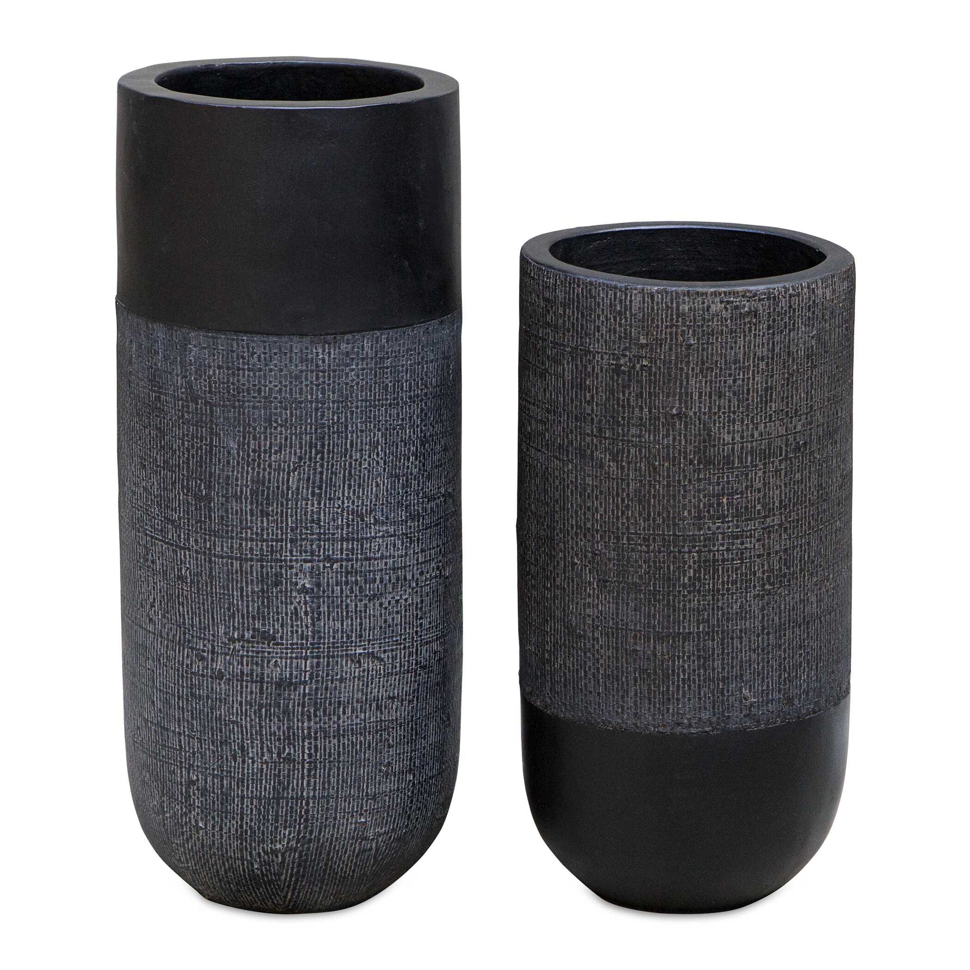 These Black Terracotta Vases, Adorned With Woven Fabric Accents, Blend Earthy Craftsmanship With A Modern Twist. The Matte Black Finish Contrasts Beautifully With The Textured Fabric, Creating A Striking, Artisanal Piece. Perfect For Adding A Touch Of Rustic Elegance And Contemporary Style To Any Space. Sizes: S-6x12x6, L-6x15x6