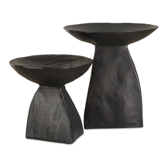 Sculptural And Modern, This Set Of Two Pedestal Bowls Brings An Artistic Touch To Any Space. Crafted With A Bold, Organic Shape And A Matte, Dark Brown Finish, They Serve As Stylish Decorative Accents Or Functional Display Pieces. Sizes: S-9x8x9, L-11x11x11