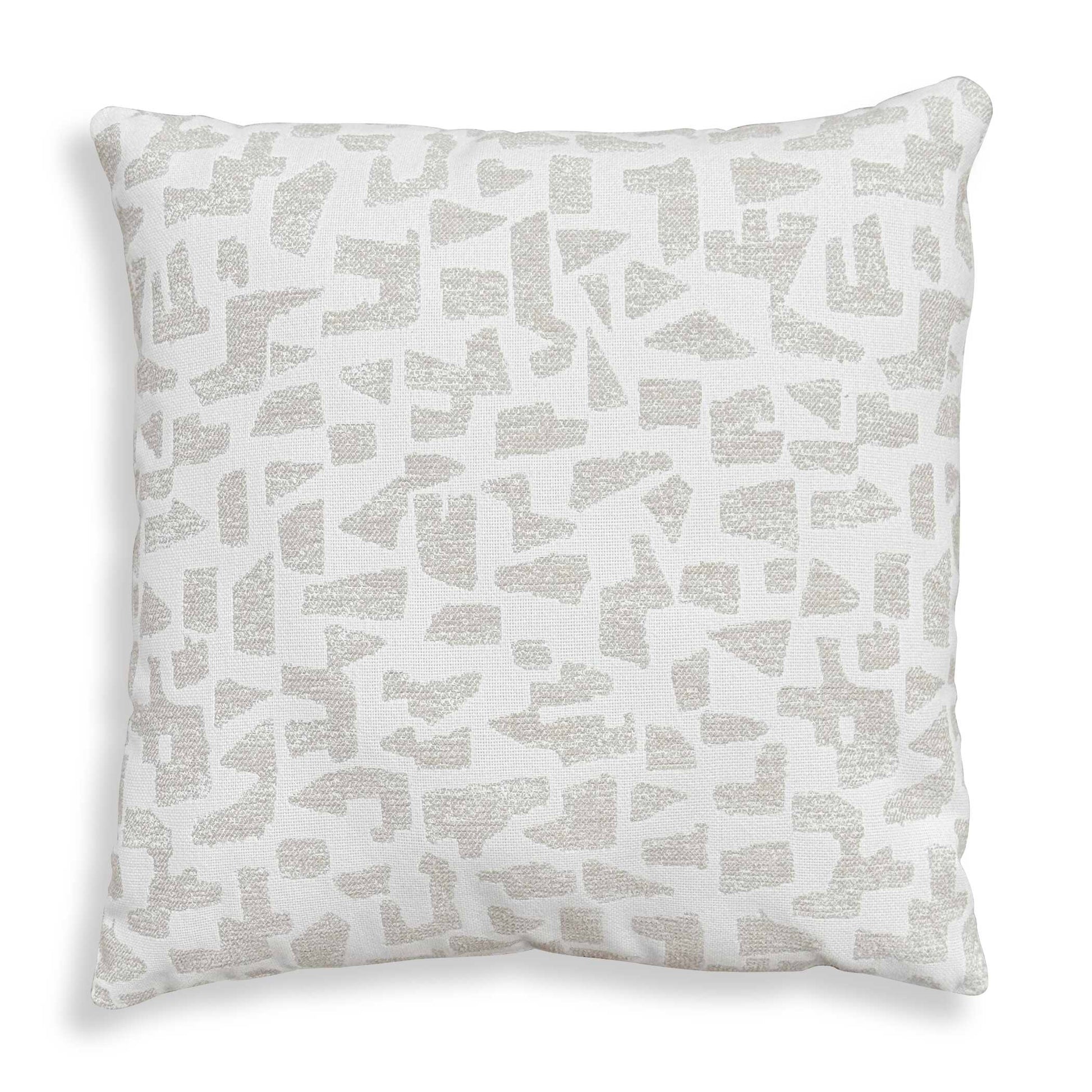 A Cream Woven Ground Is The Background For An Abstract Scatter Of Shapes In Multi-tonal Putty In Sunbrella Solution Dyed Acrylic. Complete With An Invisible Zipper And Filled With A Plush, Microdenier Polyester Inside A Water-resistant Casing. Made In The USA.