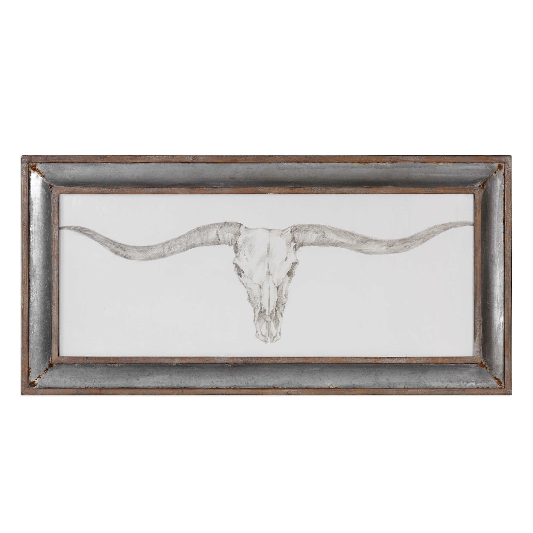 Inner And Outer Lips Of Frame Are Of Distressed Barnwood.  Center Is Galvanized Tin With Rust Accents, Print Is Under Glass.