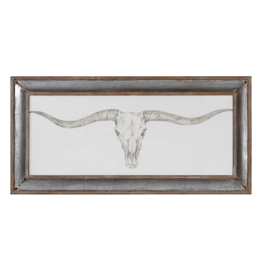 Inner And Outer Lips Of Frame Are Of Distressed Barnwood.  Center Is Galvanized Tin With Rust Accents, Print Is Under Glass.