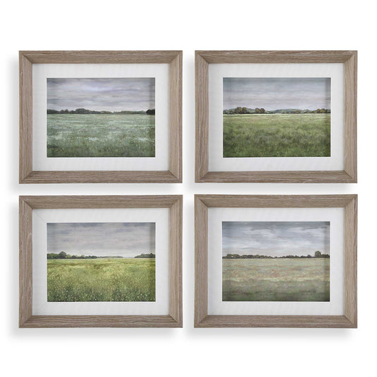 Light Wood Frame With Gray Wash And White Linen Inner Lip, Under Glass, Light Gray, Beige, Tan, Pops Of Turquoise, Rust, White