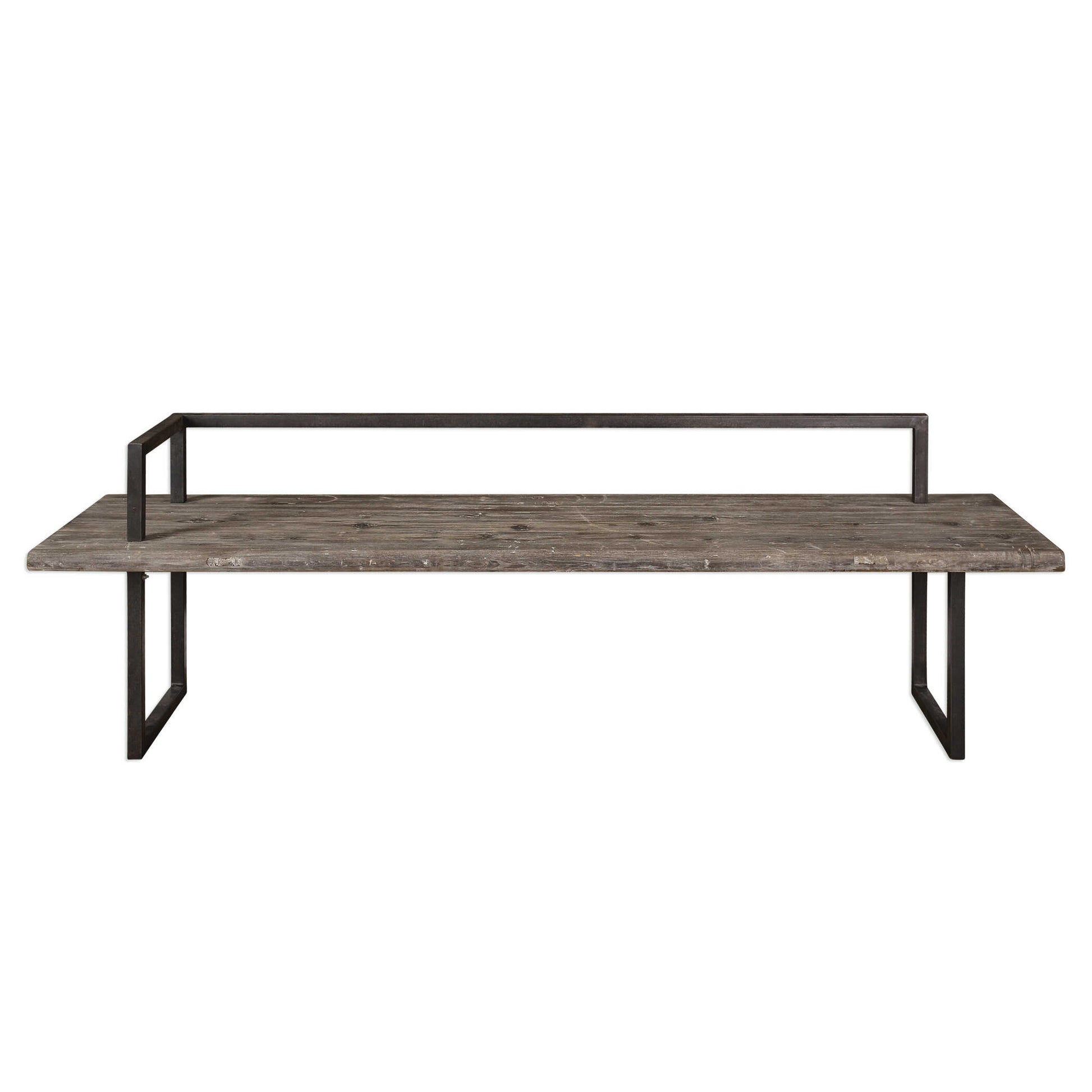 Impressive In Scale At A Length Of 80 Inches, This Rustic Bench Is Handcrafted From Solid Reclaimed Fir Wood, Finished With An Antique White Wash, Iron Frame Is Finished In Aged Black. Solid Wood Will Continue To Move With Temperature And Humidity Changes, Which Can Result In Small Cracks And Uneven Surfaces, Adding To Its Authenticity And Character.