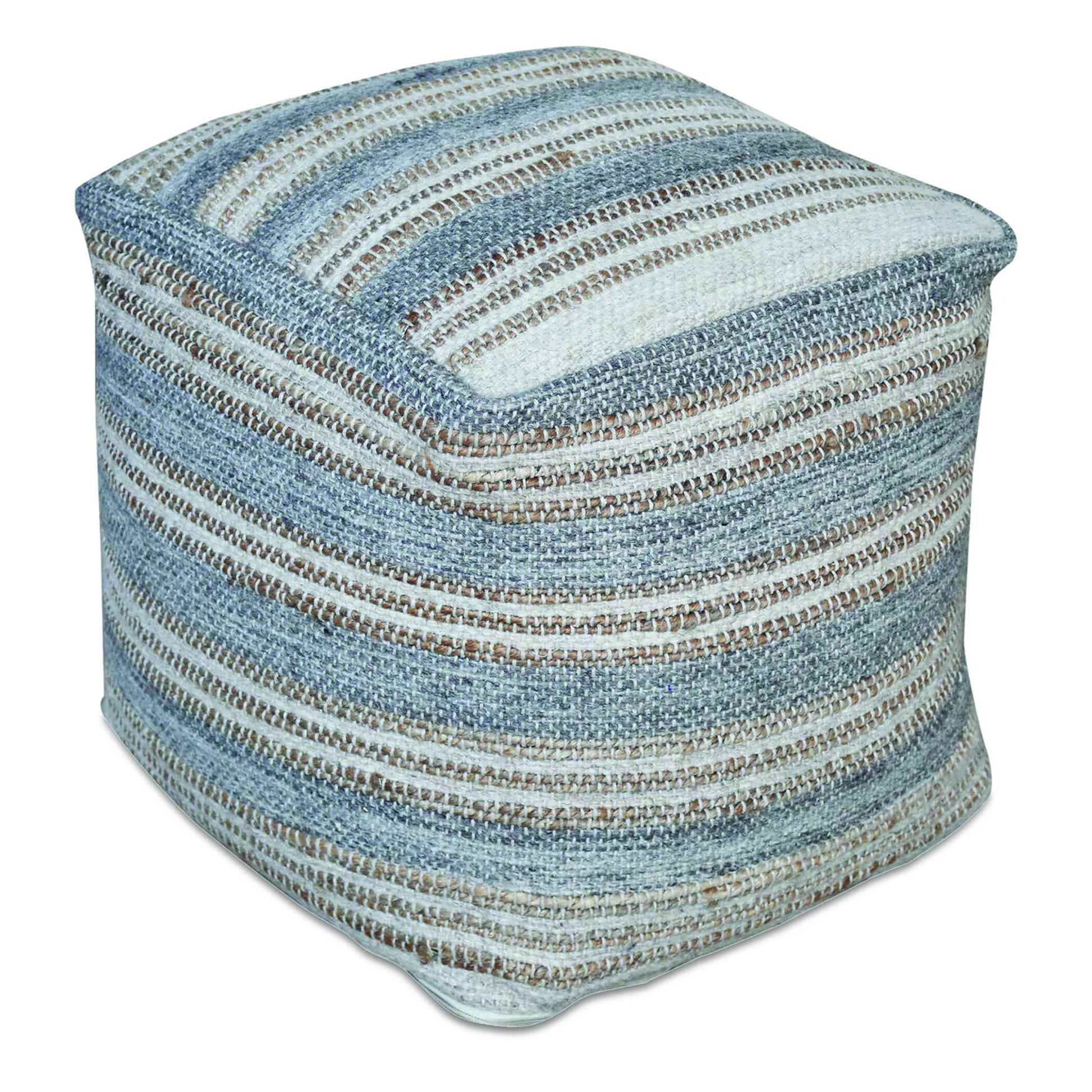 Handwoven Fabric In Light Gray, Cream, And Natural Tones That Create Extra Durability. Has Versatile Use As An Ottoman, Extra Seating For Guests, Or Even An Accent Table When Topped With A Decorative Tray.