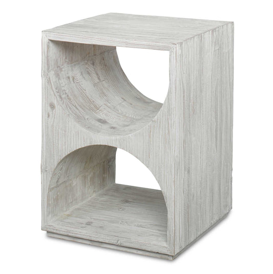 Influenced By Scandinavian Style, This Side Table Is Constructed From Solid Fir Wood With Simple Carved Cut Outs And Is Finished In A Distressed Ivory With Rub-through Details. Solid Wood Will Continue To Move With Temperature And Humidity Changes, Which Can Result In Cracks And Uneven Surfaces, Adding To Its Authenticity And Character.