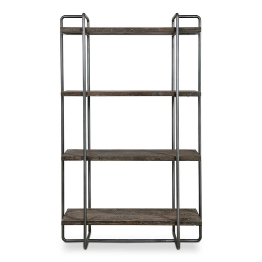 Exhibiting An Urban Industrial Feel, This Etagere Features A Steel Frame Finished In Dark Brushed Pewter. The Four Floating Shelves Are Constructed From Recycled, Reclaimed Boat Wood Collected From Old Chinese Fishing Vessels. This Statement Piece Showcases Years Of Use With Natural Wood Grain Texture That Has Subtle Hints Of Color. Solid Wood Will Continue To Move With Temperature And Humidity Changes, Which Can Result In Cracks And Uneven Surfaces, Adding To Its Authenticity And Character.