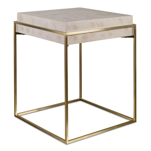 This Clean Modern Accent Table Showcases An Inset Ivory Burl Veneer Top Supported By A Sleek Brushed Brass Plated Stainless Steel Frame.