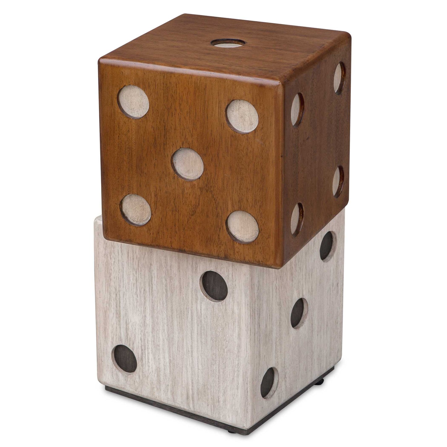 This Asymmetrical Stacked Dice Accent Adds A Playful Touch To Your Game Room Decor. Each Layer Is Constructed From Solid Suar Wood In Natural Wood Tone And Whitewashed Finishes With Distressed Ebony And White Accents.