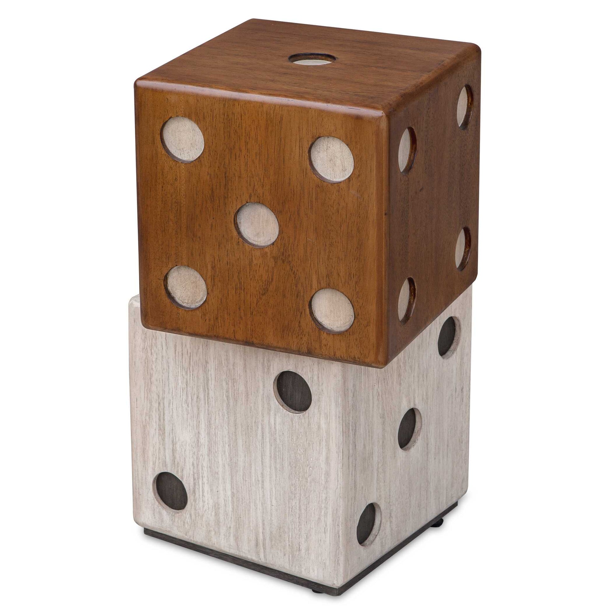 This Asymmetrical Stacked Dice Accent Adds A Playful Touch To Your Game Room Decor. Each Layer Is Constructed From Solid Suar Wood In Natural Wood Tone And Whitewashed Finishes With Distressed Ebony And White Accents.