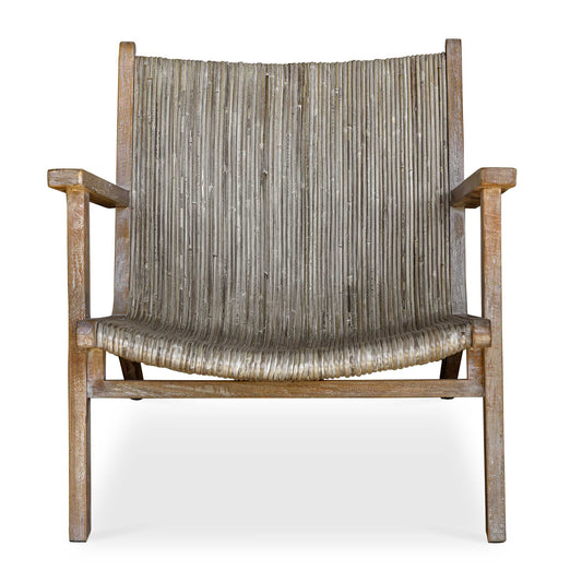 Inspired By Casual Coastal Style, This Accent Chair Features A Solid Mango Wood Frame In A Natural Finish With Light Whitewashed And Distressed Details. The Seat And Back Are Made With Natural Woven Rattan In Neutral Beige And Light Gray Tones.