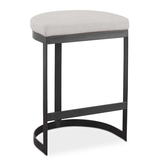 Simplistic But Sturdy, This Statement Counter Stool Features A Thick Hand Forged Iron Base Finished In Matte Black. Plush Seat Is Tailored In A Beige Linen Blend Fabric With Added Performance Treatment To Resist Soiling And Stains.